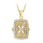    18k Gold Over Silver Diamond Accent Filigree Locket Necklace