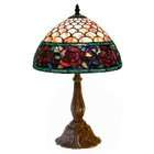 Warehouse of Tiffany Tiffany Style Rose Table Lamp, Red, Orange and 