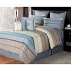JR Designs 8 pc modern light blue and biege with flocking stripes/ bed 