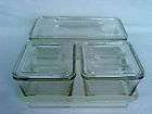 Vintage Clear Glass 3pc Serving/Fridge Storage/Condim​nt Containers 