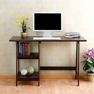 FurnitureMaxx Wood Writing Computer Desk for Home Office, Espresso 