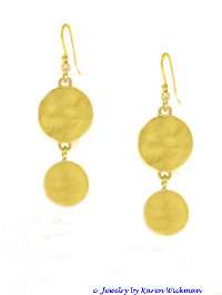 Double Hammered Disc Earrings SOLID 14k GOLD  