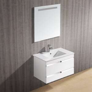 Vigo 32 inch Ethereal Petit Single Bathroom Vanity with Mirror   White 