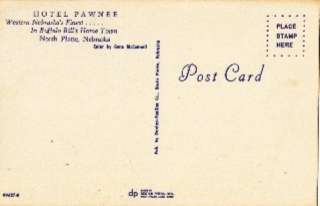 NORTH PLATTE, NEBRASKA Hotel Pawnee Postcard  