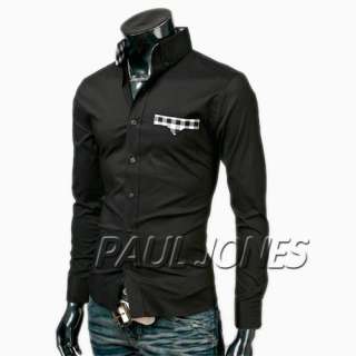 New Mens Pocket Design Casual Slim Fit Dress Shirts  