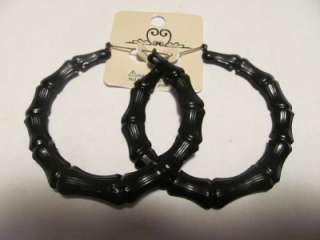   Basketball Wives Inspired Poparazzi Round Bamboo Black Hoop Earrings
