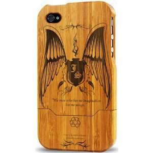  New iPhone 4 4S Real Bamboo HardWood Case (Eagle Design 