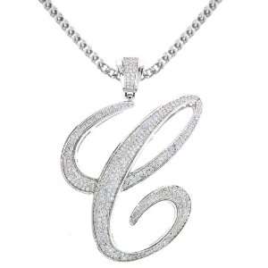  Initial CPendant and Chain Combo with Diamond Simulants Jewelry