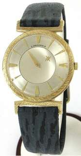 Longines Mystery Dial Vintage Mens Watch 14K Gold 1950s  