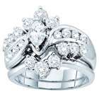 Sea of Diamonds 2 Carat Marquise Round Diamond 14k White Gold Bridal 