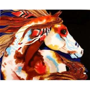 Decorative Ceramic Art Tile   11 x 14 Horizontal   Indian War Pony 