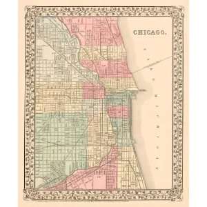  1867 Street Map of Chicago by Samuel Augustus Mitchell 