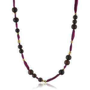   by Jill Pearson Kinomi Wood And Fuchsia Silk Necklace, 36 Jewelry