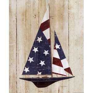  American Flag Sailboat Finest LAMINATED Print Avery 