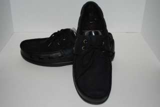 NWT CROCS COVE BLACK 11 12 leather boat loafers shoes  