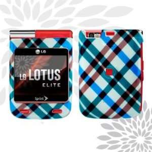  LG Lotus Elite LX610 Cell Phone Blue Plaid Design 