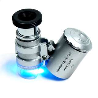 Mini 60X Jewelers Loupe / Magnifier with LED & Fluorescence Lights 