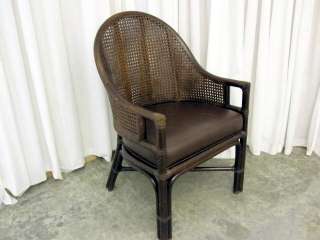 Antique Walnut Bent Wood Wicker Back Barrel Style Chair  