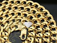 MENS 10K YELLOW HOLLOW GOLD CUBAN CHAIN NECKLACE 30INCH  