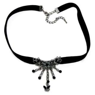 N105F Black Butterfly Crystal Dark Choker Necklace New  