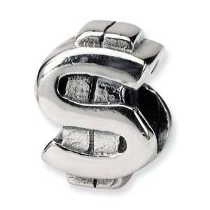    925 Sterling Silver 3/8 Money Dollar Sign Jewelry Bead: Jewelry