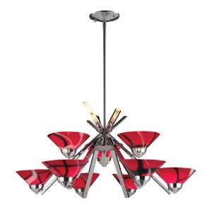  9 LIGHT CHANDELIER IN POLISHED CHROME AND MARS GLASS W:31 