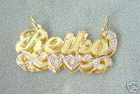 Personalized Name Pendant 10K 3D Double Plates ND05  