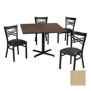 Table & Criss Cross Back Chair Set, Maple Fusion Laminate Table/Black 