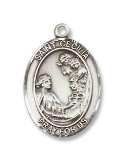 Sterling Silver St. Cecilia Medal Saint Patron Protecto  