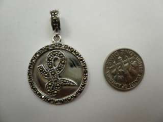 Vintage Sterling Silver & Marcasite Initial Pendant  