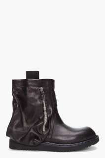 Rick Owens Black Leather Pocket Boots for men  