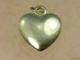 VINTAGE STERLING SILVER PUFFY HEART CHARM OR PENDANT  