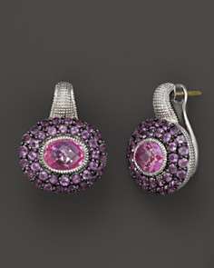 Judith Ripka Sterling Silver Oval Isabella Earrings with Amethyst and 
