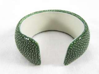   Stingray Leather Shagreen Cuff Bangle Bracelet GREEN + 
