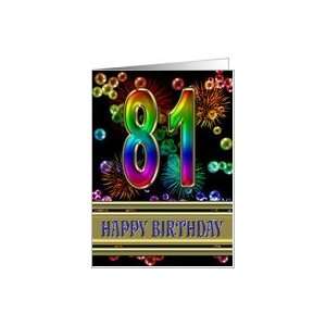    81st Birthday with fireworks and rainbow bubbles Card Toys & Games