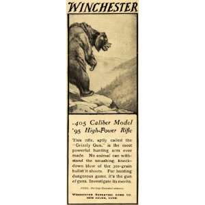 : 1907 Ad Winchester Repeating Arms Big Game Hunting Grizzly Bear Gun 