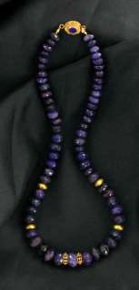 18K GOLD STUNNING FACETED SUGILITE RONDELLE BEADS NECKLACE~  