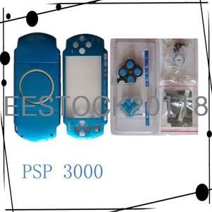 Blue Full Housing PSP 3000 3001 Shell Case Cover Buttons Faceplate 