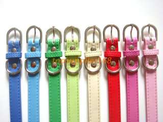 dog puppy gift plain pu leather pets new colorful cute collar 8 