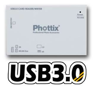 Phottix USB 3.0 Multi Flash Memory Card Reader Micro SD SDHC SDXC CF 