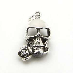  Tango Sterling Silver Gothic Spooky Skull with a Rose in 