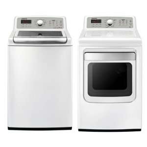  Samsung White 4.7 cu. ft. Washer and 7.4 Steam Electric Dryer 