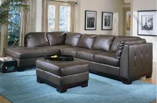 COOL CONTEMPORARY BROWN LEATHER SOFA SECTIONAL SET  