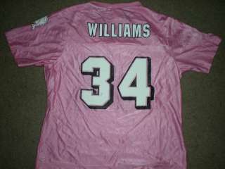   Ricky Williams #34 Miami Dolphins WOMENS Large Pink Jersey TAO  