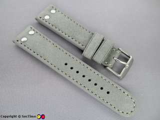 Top quality leather watch strap AVIATOR Style Grey 20mm  