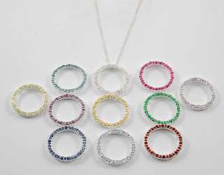 Birthstone CZ Circle of Life Sterling Silver Necklaces  