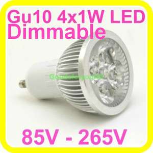 4X1W Gu10 High Power LED Dimmable Lamp Spot Light Bulb 4W 85V 265V 
