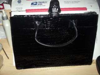 Chic Black MAXX Crocodile Print Office Tote  Satchel Handbag Briefcase 