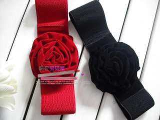 Japan Korea Thick Ladies Flower Rose Waist Belt   RED  
