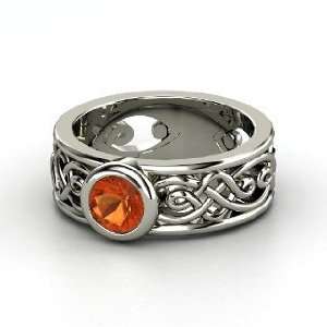    Alhambra Ring, Round Fire Opal 14K White Gold Ring: Jewelry